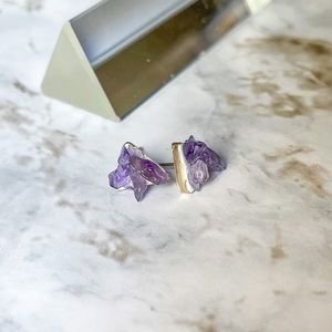 Amethyst Earring Studs Handmade